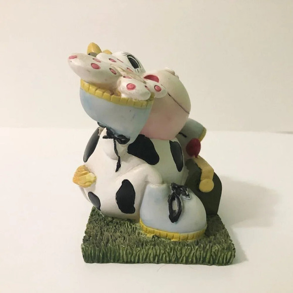 Vintage  Cow With Butterfly Coin Bank Resin Figure 4 Inch Tall - Picture 11 of 15
